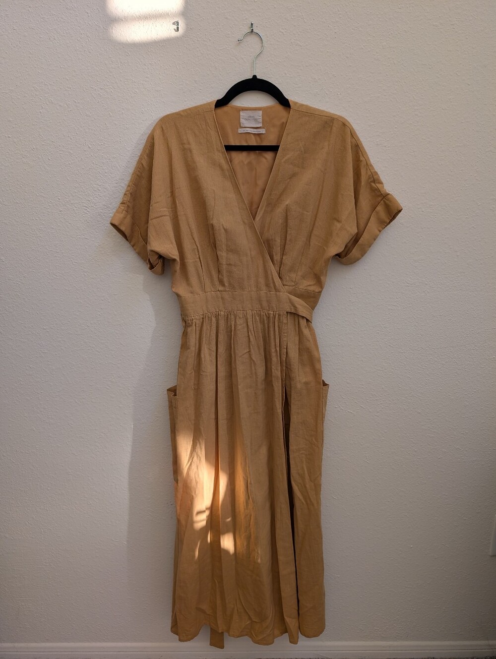 Urban Outfitters Gold Linen Wrap Maxi Dress